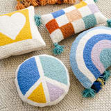 "Peace Shaped Hook Pillow" - Throw Pillows in multicolor by Ampersand Design Studio