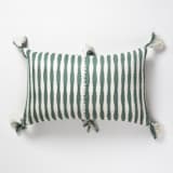 "Antigua Dusty Green Striped Handwoven Cotton Throw Pillow" - Throw Pillows in green by Archive New York