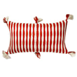 "Antigua Tomato Red Striped Handwoven Cotton Throw Pillow" - Throw Pillows in red by Archive New York