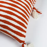 "Antigua Tomato Red Striped Handwoven Cotton Throw Pillow" - Throw Pillows in red by Archive New York
