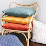 "Cross-Stitch Throw Pillow - Mustard" - Throw Pillows in yellow by Anchal