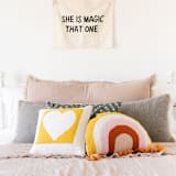 "Cut Out Heart Hook Pillow" - Throw Pillows in yellow by Ampersand Design Studio