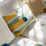 "Stamp Lumbar Pillow" - Throw Pillows in multicolor by Anchal
