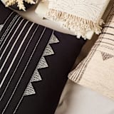 "Kora Black Large Handloom Pillow" - Throw Pillows in black by Anjali Purohit