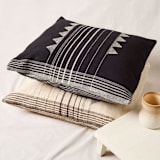 "Kora Black Large Handloom Pillow" - Throw Pillows in black by Anjali Purohit