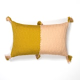 "Antigua Ochre and Peach Color Block Handwoven Cotton Throw Pillow" - Throw Pillows in yellow by Archive New York