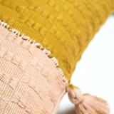 "Antigua Ochre and Peach Color Block Handwoven Cotton Throw Pillow" - Throw Pillows in yellow by Archive New York