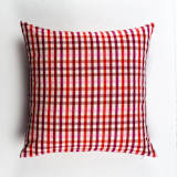 "Noel Plaid Handwoven Cotton Throw Pillow, Size 20" x 20"" - Throw Pillows in red by Archive New York