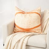 "Arc Coral Silk Pillow" - Throw Pillows in orange by Anjali Purohit