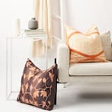 "Arc Coral Silk Pillow" - Throw Pillows in orange by Anjali Purohit