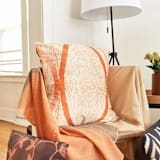 "Arc Coral Silk Pillow" - Throw Pillows in orange by Anjali Purohit
