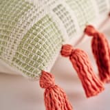 "Tucan Toss Pillow Cover Mint & Sage Green  Terracotta tassels" - Throw Pillows in multicolor by Tatiana Ordoñez