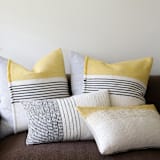"Yellow Color Block Decorative Pillow" - Throw Pillows in yellow by Johil Ross