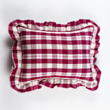 "Abigail Plaid Handwoven Cotton Ruffle Pillow" - Throw Pillows in red by Archive New York