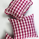 "Abigail Plaid Handwoven Cotton Ruffle Pillow" - Throw Pillows in red by Archive New York