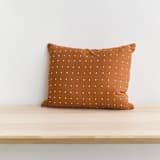 "Small Cross-Stitch Throw Pillow - Camel" - Throw Pillows in brown by Anchal