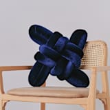 "Midnight Blue Velvet Knot Pillow" - Throw Pillows in blue by Knots Studio