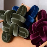 "Midnight Blue Velvet Knot Pillow" - Throw Pillows in blue by Knots Studio