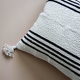 "Lexington Stripe Pom Pillow" - Throw Pillows in multicolorassorted-colors by Wool and Indigo
