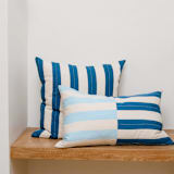"Offset Lumbar Pillow - Cobalt" - Throw Pillows in blue by Anchal