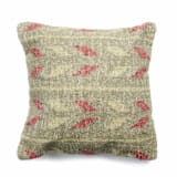 "Moss Green Red Geometric Pattern Hand-woven Jute Cotton Large Pillow" - Throw Pillows in green by Anjali Purohit