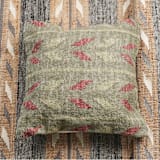 "Moss Green Red Geometric Pattern Hand-woven Jute Cotton Large Pillow" - Throw Pillows in green by Anjali Purohit
