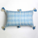 "Antigua Sky Blue Striped Handwoven Cotton Throw Pillow" - Throw Pillows in blue by Archive New York
