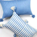 "Antigua Sky Blue Striped Handwoven Cotton Throw Pillow" - Throw Pillows in blue by Archive New York