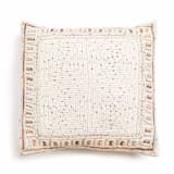 "Maze Coral Hand Embroidered Pillow" - Throw Pillows in white by Anjali Purohit