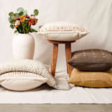 "Maze Coral Hand Embroidered Pillow" - Throw Pillows in white by Anjali Purohit