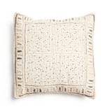 "Maze Brown Hand Embroidered Pillow" - Throw Pillows in white by Anjali Purohit