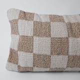 "Sand Checkered Lumbar Pillow" - Throw Pillows in beige by Mano Made