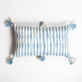 "Antigua Natural Dyed Faded Indigo Striped Handwoven Cotton Throw Pillow" - Throw Pillows in blue by Archive New York