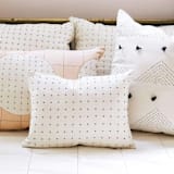 "Small Cross-Stitch Throw Pillow - Bone" - Throw Pillows in white by Anchal