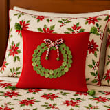 "14" Green Wreath Pillow, Red" - Throw Pillows in red by Melange Collection