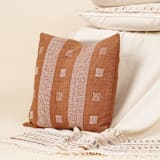"Chokor Nira Brown Pillow" - Throw Pillows in brown by Anjali Purohit