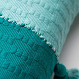 "Antigua Jade and Faded Aqua Color Block Handwoven Cotton Throw Pillow" - Throw Pillows in green by Archive New York