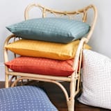 "Cross-Stitch Throw Pillow - Rust" - Throw Pillows in red by Anchal