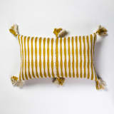 "Antigua Ochre Striped Handwoven Cotton Throw Pillow" - Throw Pillows in yellow by Archive New York