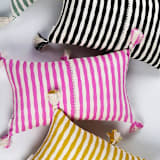 "Antigua Ochre Striped Handwoven Cotton Throw Pillow" - Throw Pillows in yellow by Archive New York