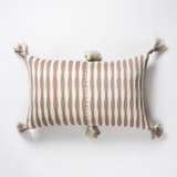 "Antigua Tan Striped Handwoven Cotton Throw Pillow" - Throw Pillows in brown by Archive New York