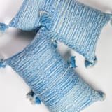 "Antigua Naturally Dyed Faded Blue Solid Cotton Throw Pillow" - Throw Pillows in blue by Archive New York