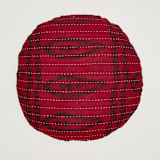 "Kantha Round Pillow - No. 230830" - Throw Pillows in red by Anchal