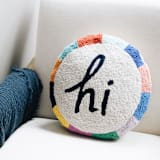 "Hi Round Hook Pillow" - Throw Pillows in multicolor by Ampersand Design Studio