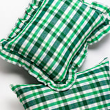 "Josefina Plaid Handwoven Cotton Ruffle Pillow" - Throw Pillows in green by Archive New York