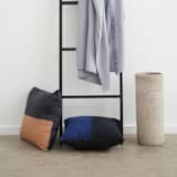 "Aakar Mor Silk Pillow" - Throw Pillows in blue by Anjali Purohit