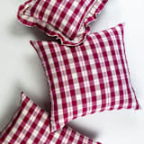 "Abigail Plaid Handwoven Cotton Throw Pillow, Size 20" x 20"" - Throw Pillows in red by Archive New York