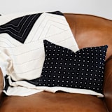 "Small Cross-Stitch Throw Pillow - Charcoal" - Throw Pillows in black by Anchal