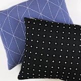 "Small Cross-Stitch Throw Pillow - Charcoal" - Throw Pillows in black by Anchal