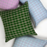 "Chipas Green Plaid Handwoven Cotton Throw Pillow, Size 20" x 20"" - Throw Pillows in green by Archive New York